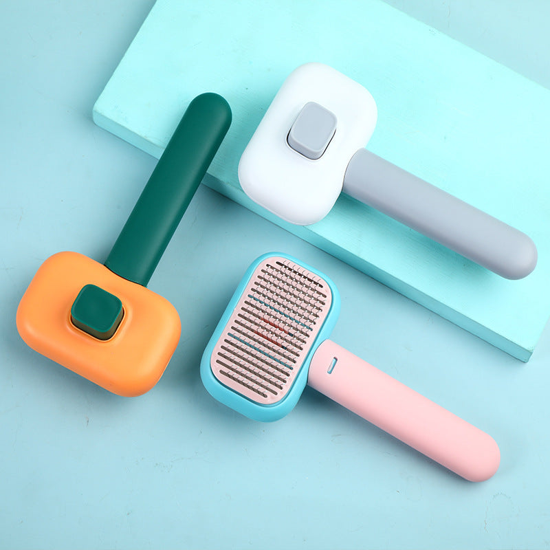 self-cleaning pet grooming brush