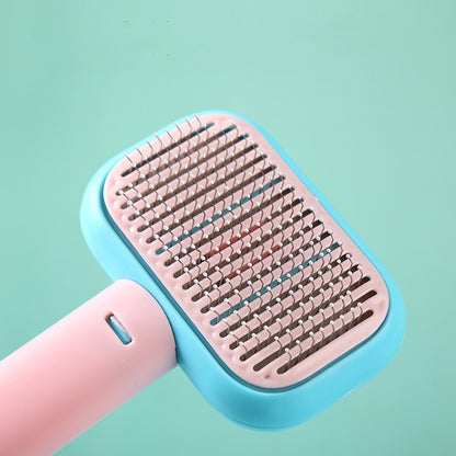 self-cleaning pet grooming brush