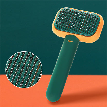 self-cleaning pet grooming brush