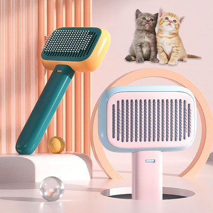 self-cleaning pet grooming brush
