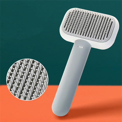self-cleaning pet grooming brush