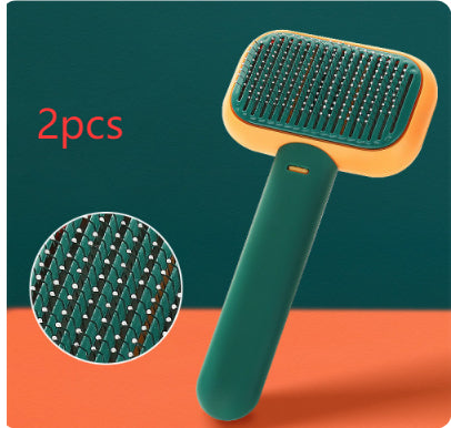 self-cleaning pet grooming brush
