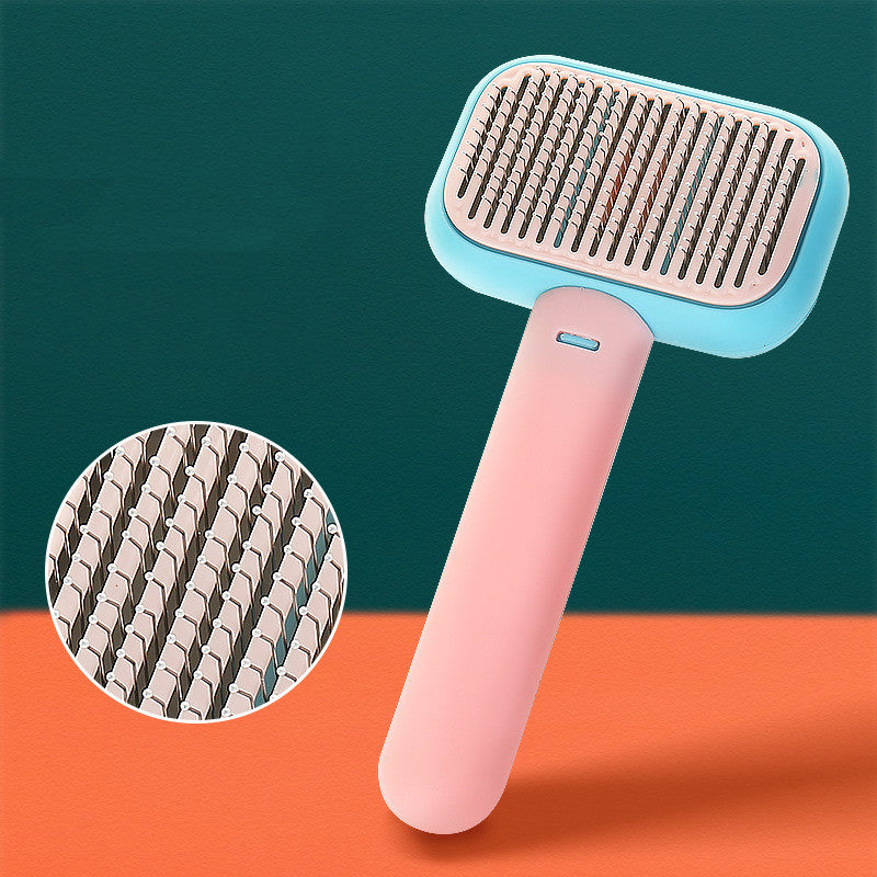 self-cleaning pet grooming brush