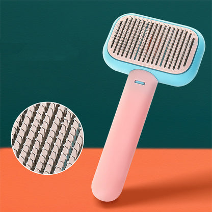self-cleaning pet grooming brush